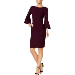 Calvin Klein Plum Purple Long Sleeve Bell Neck Formal Dress Size 2 Extra Small